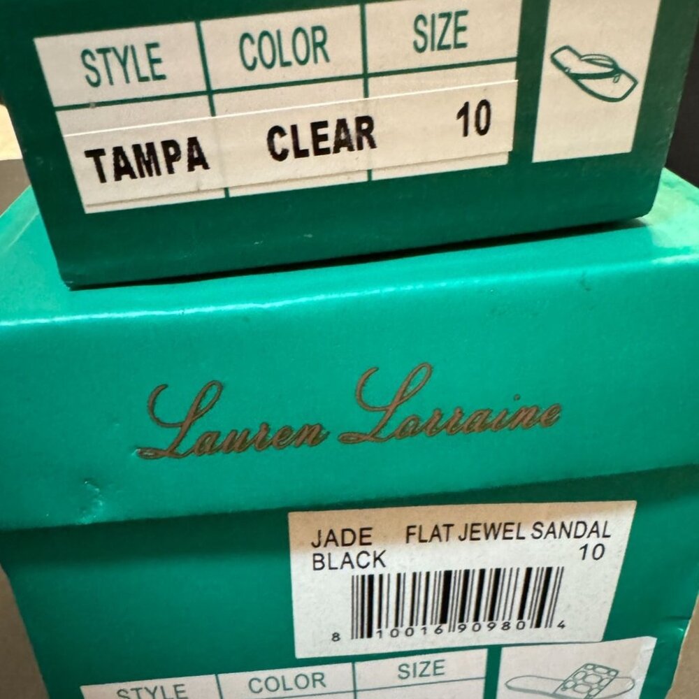 Lauren Lorraine 2 Pack Womens Sandals Tampa Clear & Jade Black Size 10 - Picture 6 of 8